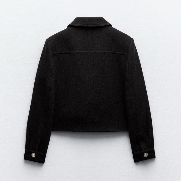 Zara short wool blend jacket coat black 3046/377 XS - Picture 2 of 9